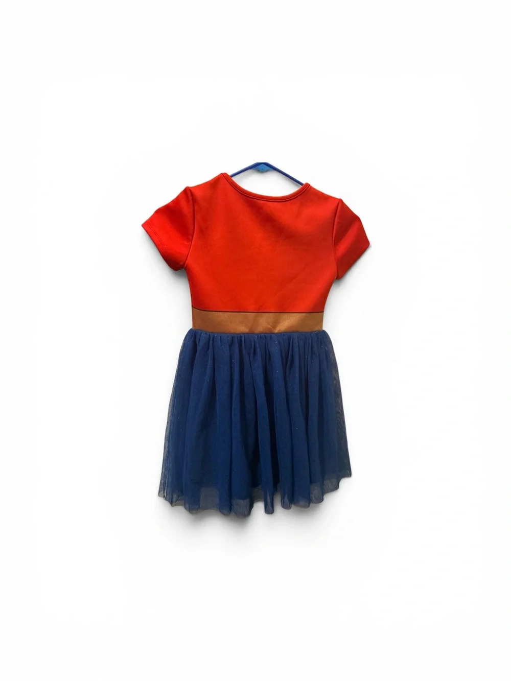 Girls Superhero Costume Dress in Red and Navy with Gold Emblem size 6/7